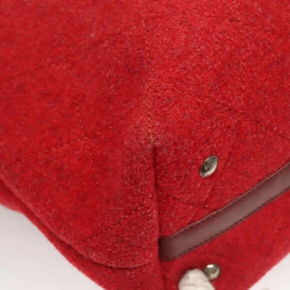 CHANEL Matelasse Chain Shoulder Bag Wool 2way Red CC - Picture 7 of 16